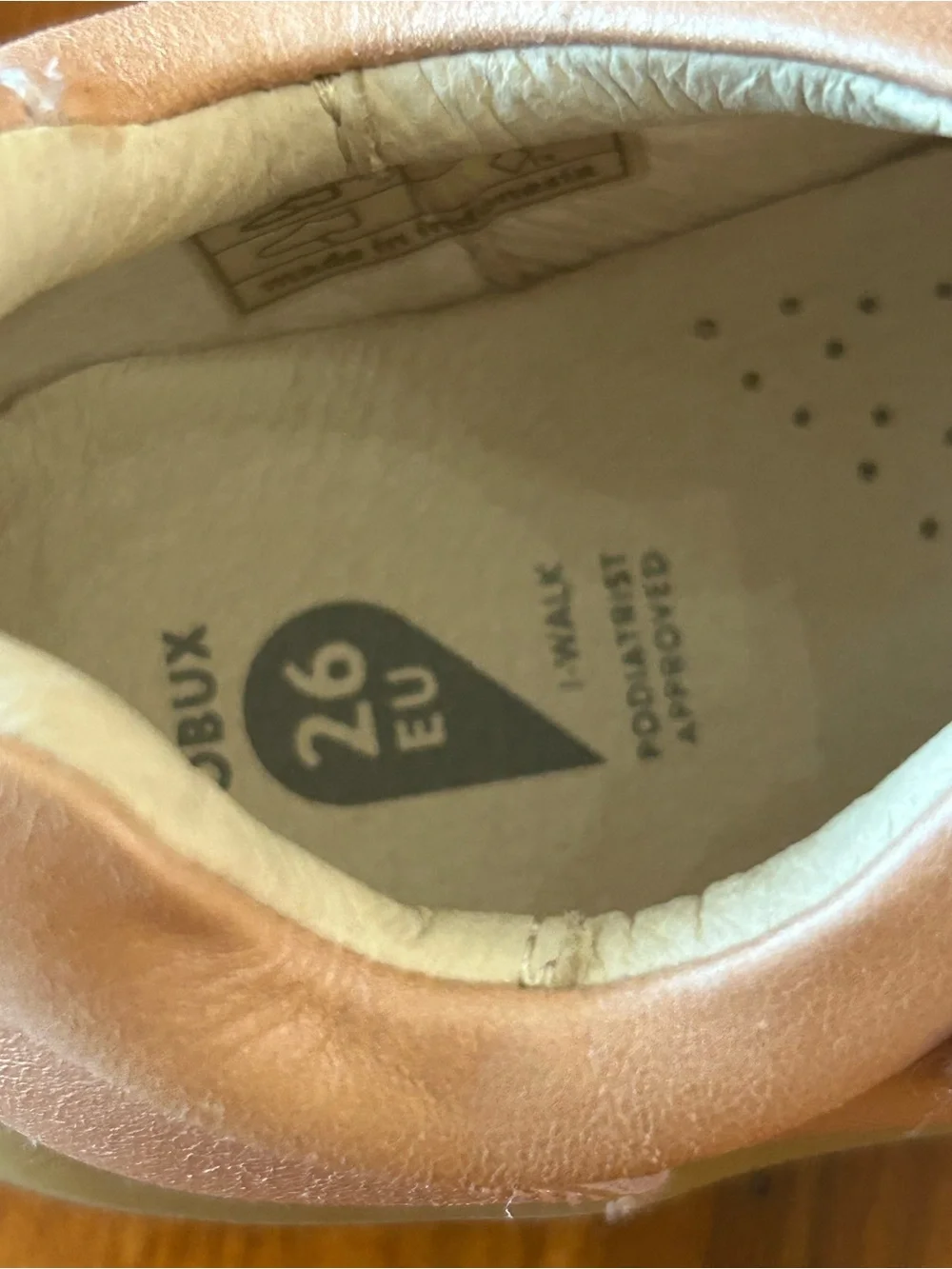 NWOB Bobux I-Walk Delight Girls Leather Shoes Dusk Pearl Shoe Size EU26 US 9.5
